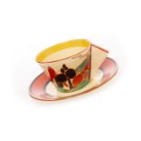 A CLARICE CLIFF FOR NEWPORT FANTASQUE BIZARRE COFFEE CUP AND SAUCER