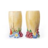 A PAIR OF CLARICE CLIFF FOR NEWPORT BIZARRE VASES