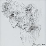 PORTRAIT OF A MAN, AN INK SKETCH BY PETER HOWSON