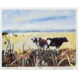 CATTLE, ARISAIG, A LIMITED EDITION LITHOGRAPHIC PRINT BY HAMISH MACDONALD