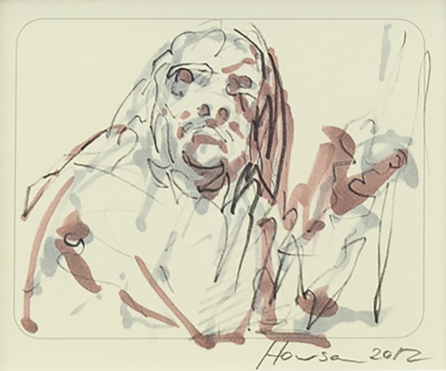 AN INK AND WASH, BY PETER HOWSON - Image 2 of 2