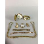 A GROUP OF GOLD AND OTHER JEWELLERY AND WATCHES
