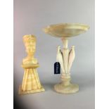 NEFERTITI ALABASTER LAMP BASE WITH AN ALABASTER CENTRE PIECE