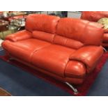 ITALIAN STYLE BURNT ORANGE LEATHER SUITE