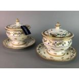 A PAIR OF PAINTED PORCELAIN SAUCE TUREENS