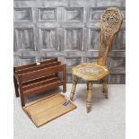 RETRO TEAK TRAY BY COLE & MASON, TEAK MAGAZINE RACK AND A VICTORIAN CHAIR