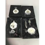 A LOT OF FOUR MODERN SILVER PLATED POCKET WATCHES