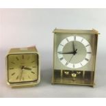 KIENZLE 'CHRONOQUARTZ' RETRO GILT TABLE CLOCK AND ANOTHER MANTEL CLOCK