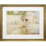 AN ORIGINAL WATERCOLOUR, THE BATHERS, ST TROPEZ BY SIR WILLIAM RUSSELL FLINT