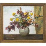 STILL LIFE WITH FLOWERS, AN OIL BY ARCHIBALD RUSSELL