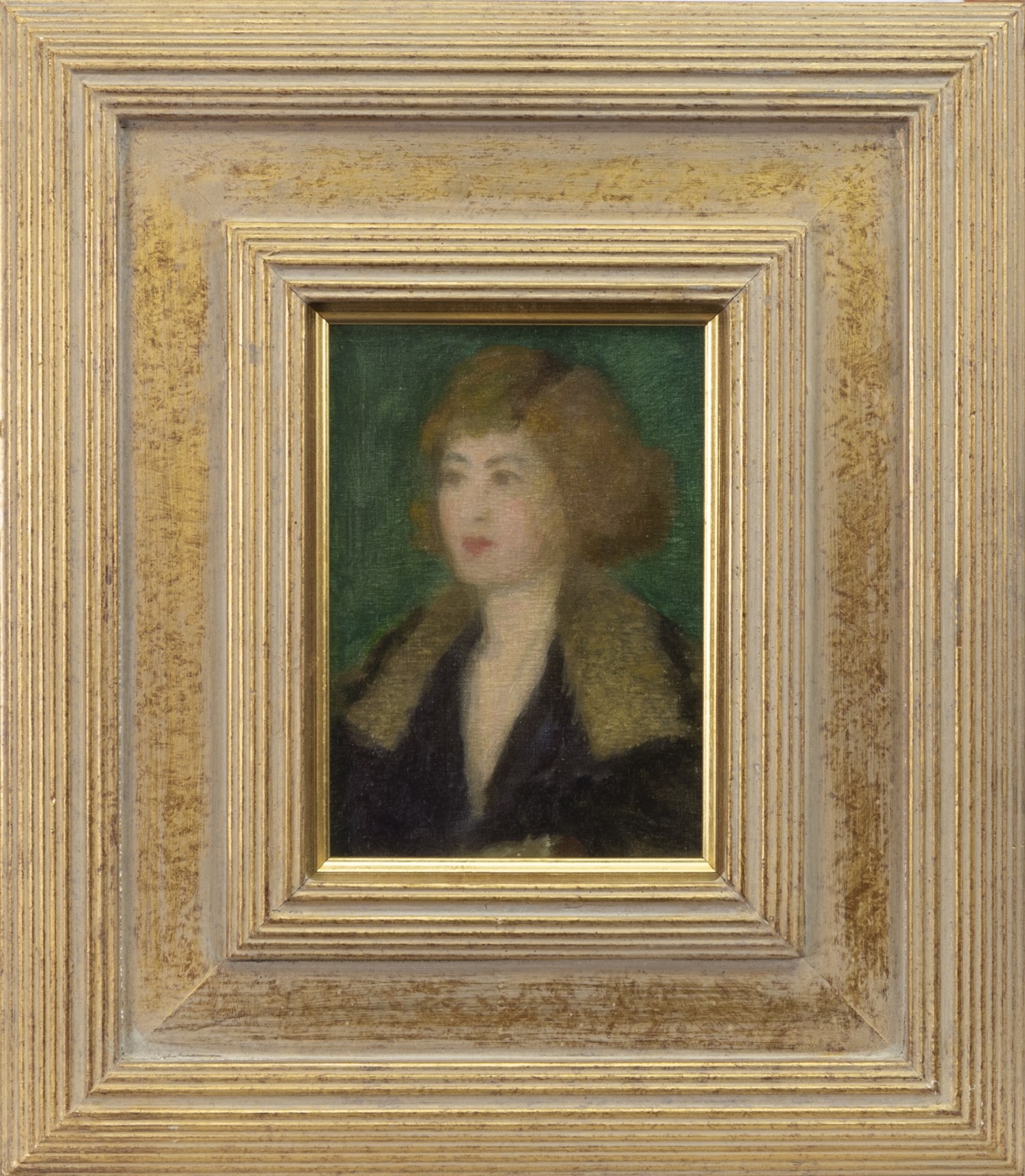 THE FUR COLLAR, AN OIL ON CANVAS BY STANSMORE RICHMOND LESLIE DEAN STEVENSON - Image 2 of 2