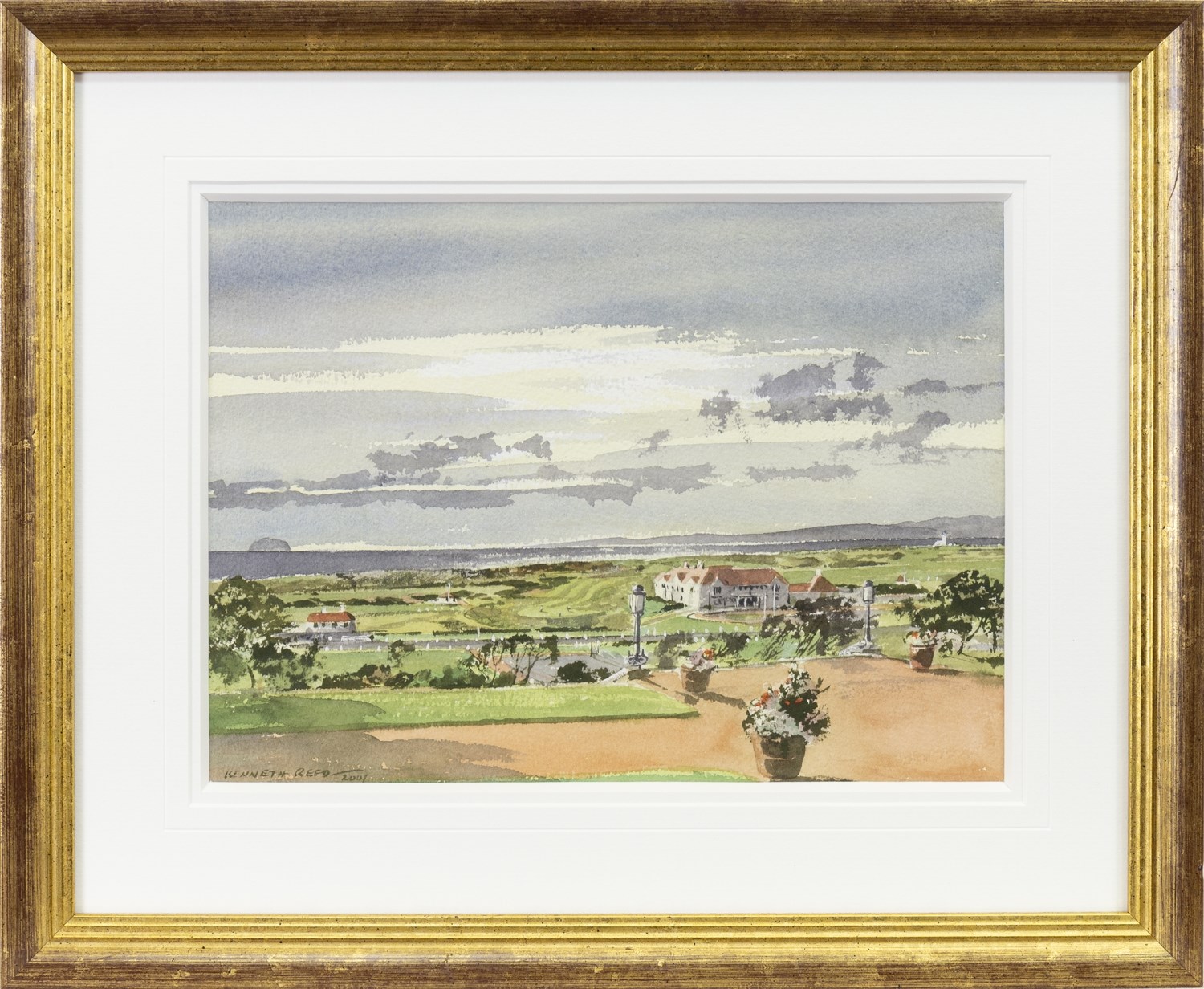 TURNBERRY FROM THE HOTEL, A WATERCOLOUR BY KENNETH REED