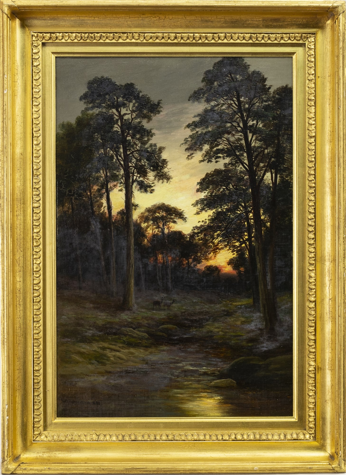 EVENING IN THE FOREST, AN OIL ON CANVAS BY WILLIAM BEATTIE BROWN