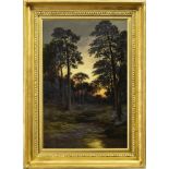 EVENING IN THE FOREST, AN OIL ON CANVAS BY WILLIAM BEATTIE BROWN