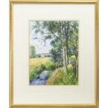 STREAM WITH BIRCH TREE AT ASHLEY BRIDGE (BALLIBURTON), A WATERCOLOUR BY JAMES MCINTOSH PATRICK