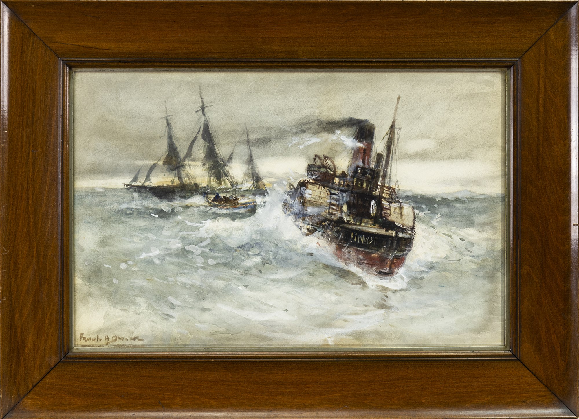 THE RESCUE, A GOUACHE BY FRANK H MASON