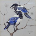 MAGPIES, A GOUACHE BY RALSTON GUDGEON