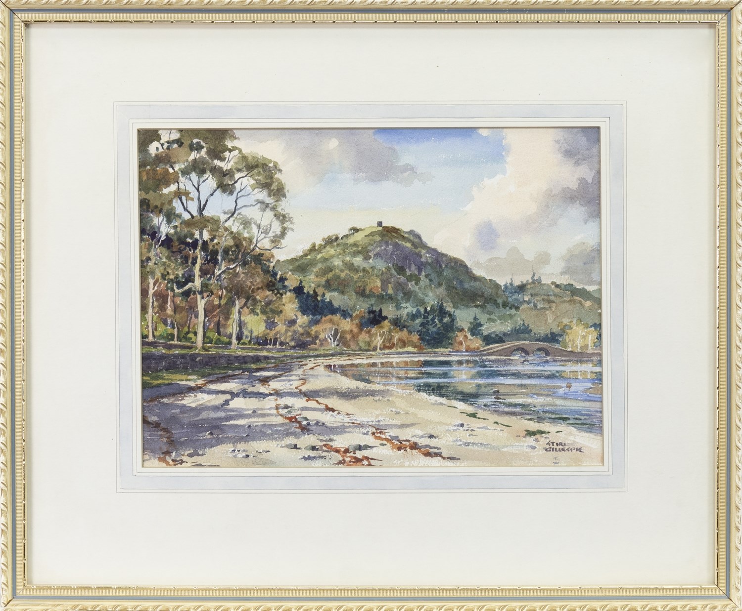 INVERARY BRIDGE, A WATERCOLOUR BY STIRLING GILLESPIE - Image 2 of 2