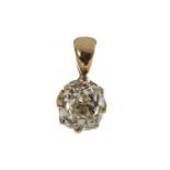 AN OLD MINE CUT DIAMOND PENDANT