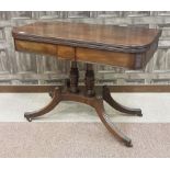 A 19TH CENTURY MAHOGANY FOLD OVER TEA TABLE