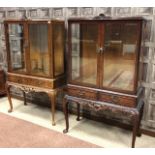 A PAIR OF MAHOGANY DISPLAY CABINETS