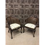 A LOT OF FOUR MAHOGANY TUB BERGERE CHAIRS