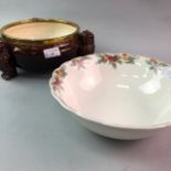 A VICTORIAN SALAD BOWL, A DOULTON BOWL AND COLLECTORS PLATES