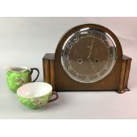 AN OAK MANTEL CLOCK AND A JAPANESE TEA SERVICE