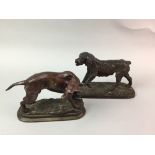 A LOT OF TWO BRONZE DOG FIGURES