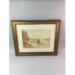 A WATERCOLOUR OF A LANDSCAPE, SIGNED DAVIS