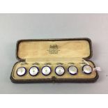 A SET OF SIX DRESS STUDS IN FITTED CASE