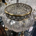 A CRYSTAL CIRCULAR ROSE BOWL AND OTHER CRYSTAL WARES