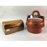 A CHINESE PICNIC BASKET AND A WOODEN BOX