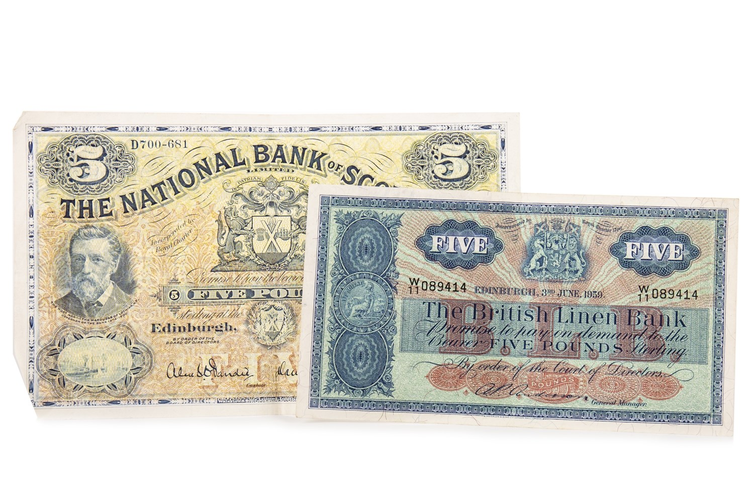 TWO BRITISH 1950S BANKNOTES