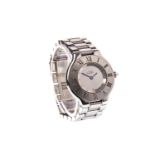 A LADY'S MUST DE CARTIER STAINLESS STEEL WATCH