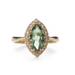 EIGHTEEN CARAT GOLD GEM SET RING set with a central green gem 10.