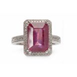 FOURTEEN CARAT GOLD RUBY AND DIAMOND RIN