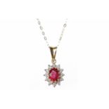 A RUBY AND DIAMOND PENDANT