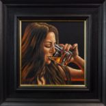 THE GIRL WHO LOVED WHISKY, AN OIL ON CANVAS BY GRAHAM MCKEAN