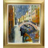 CANAL, VENICE, AN OIL ON CANVAS BY JOHN CUNNINGHAM