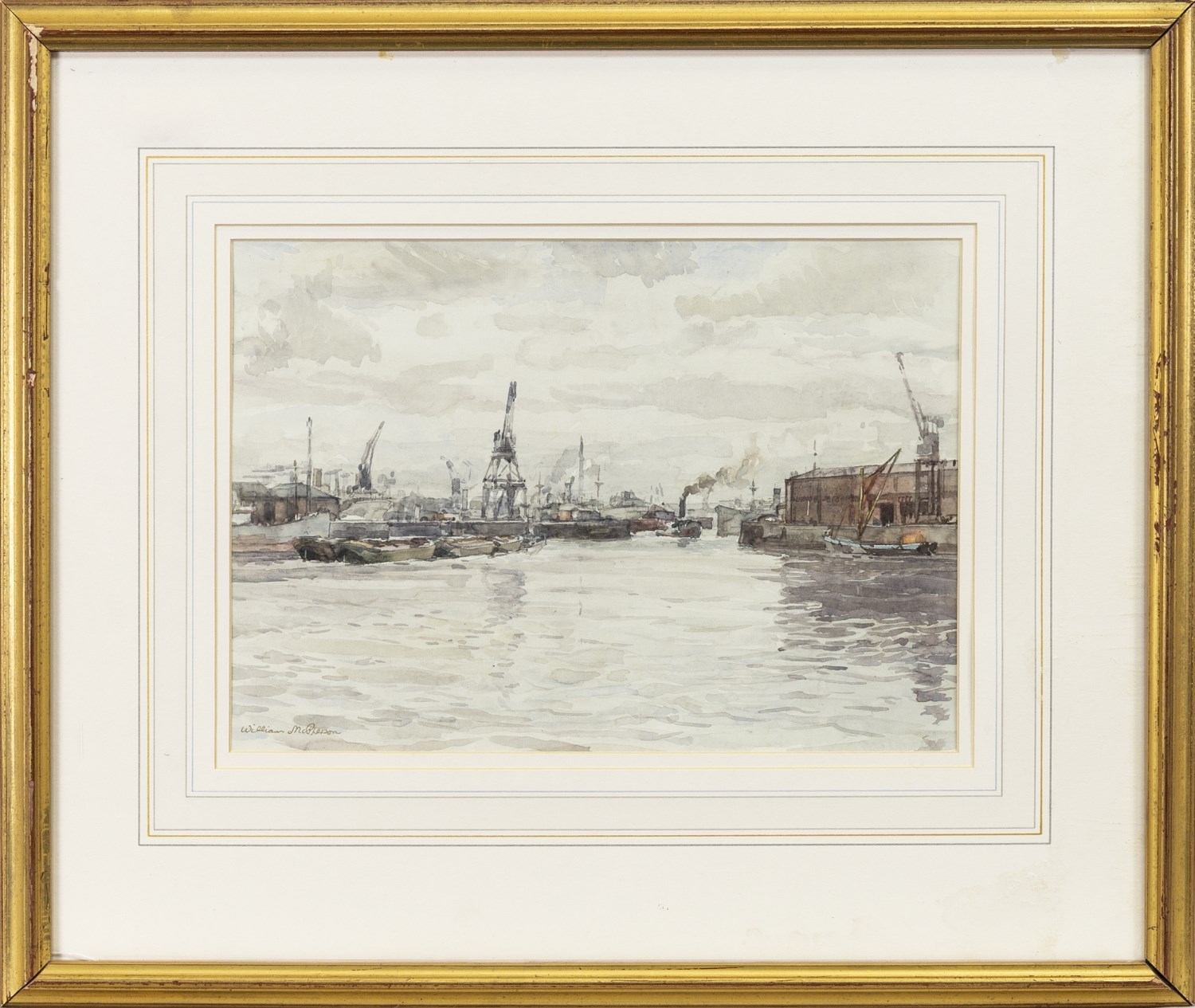 CANTIN BASIN, PRINCE'S DOCK, A WATERCOLOUR BY WILLIAM MCPHERSON - Image 2 of 2