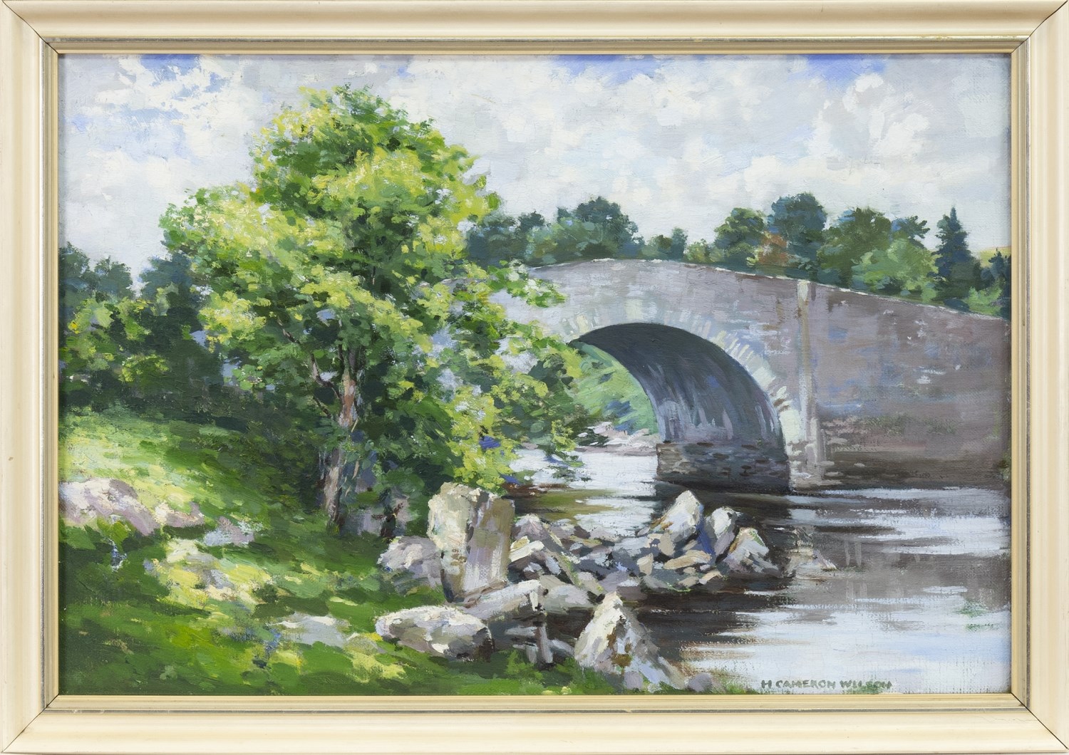 LACKAGH BRIDGE, AN OIL ON BOARD BY HUGH CAMERON WILSON