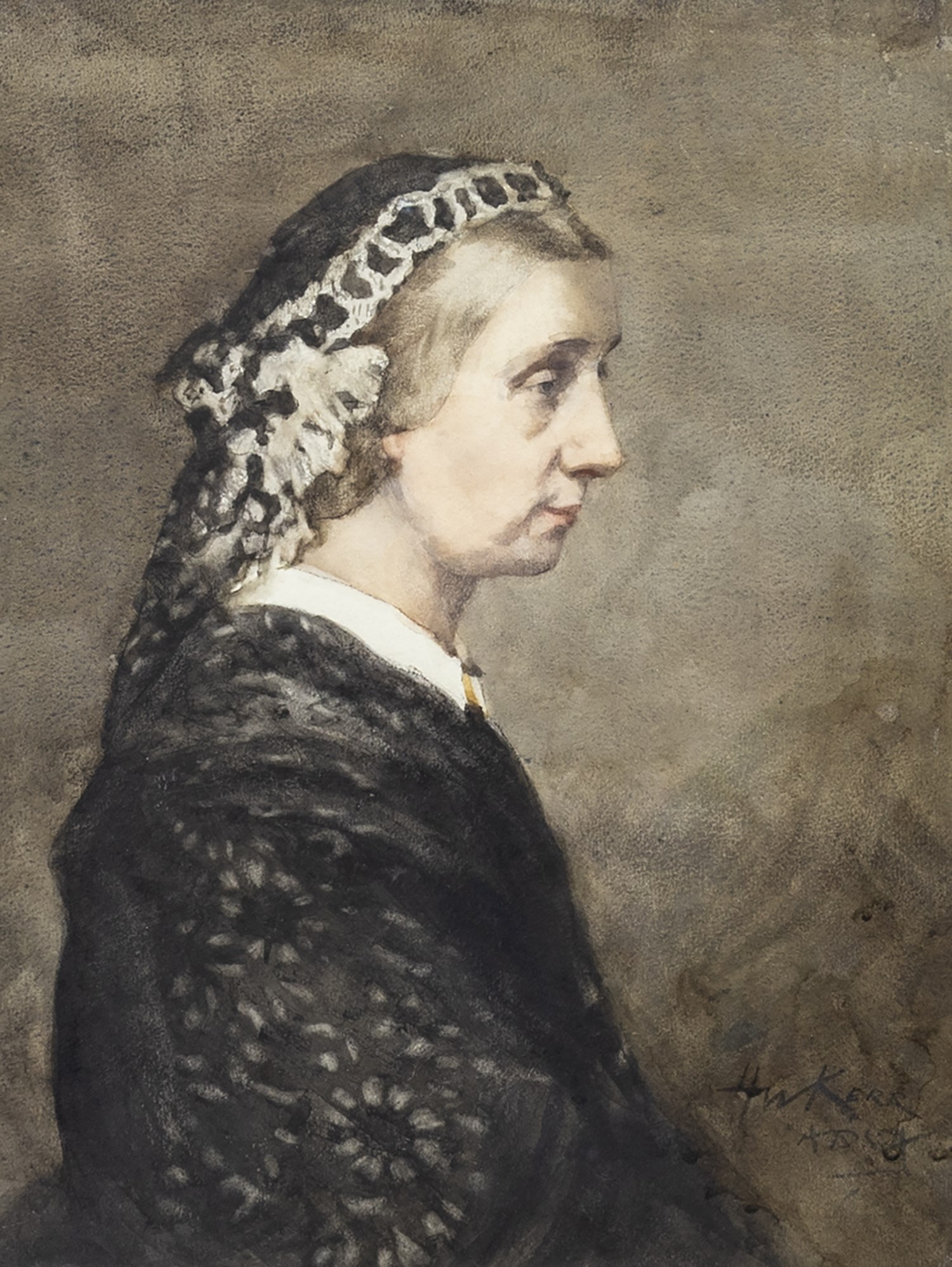 PORTRAIT OF A LADY, A WATERCOLOUR BY HENRY WRIGHT KERR