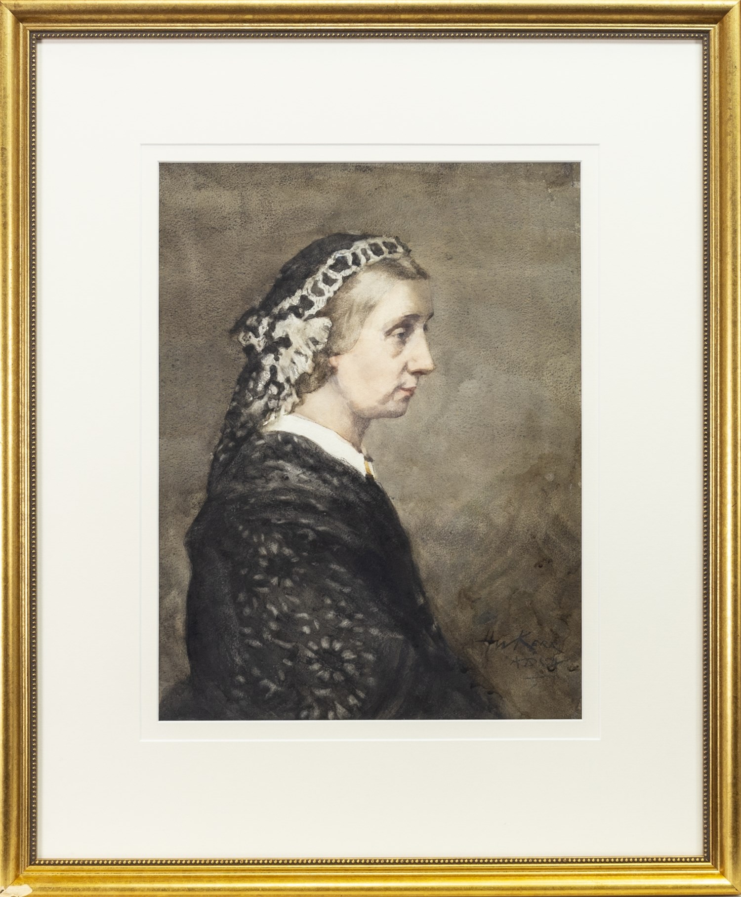 PORTRAIT OF A LADY, A WATERCOLOUR BY HENRY WRIGHT KERR - Image 2 of 2