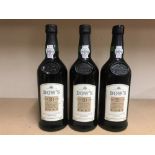 THREE BOTTLES OF DOW'S 20 YEAR OLD TAWNY PORT