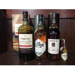 SINGLETON OF DUFFTOWN SPEY CASCADE, GLEN DEVERON, ABERLOUR 10 YEARS OLD AND A GLEN DEVERON MINIATURE