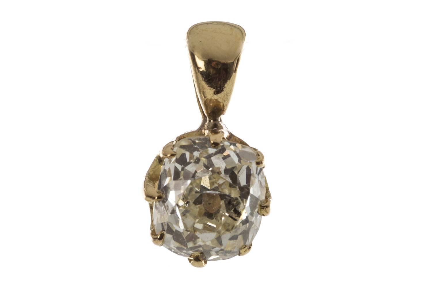 AN OLD MINE CUT DIAMOND PENDANT