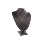 A DIAMOND AND PEARL PENDANT WITH CHAIN