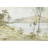 LOCH SCENE, A WATERCOLOUR BY ALASTAIR DALLAS