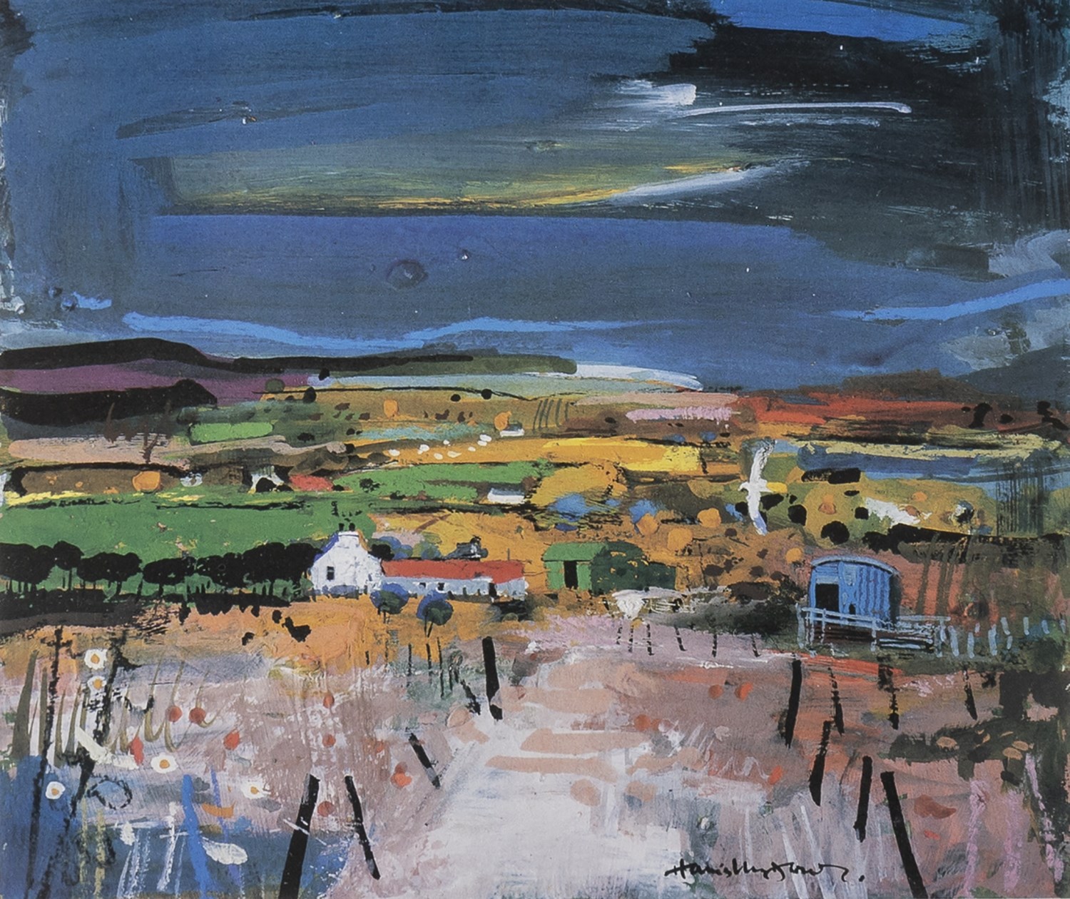 FARM ROAD, A LIMITED EDITION LITHOGRAPHIC PRINT BY HAMISH MACDONALD